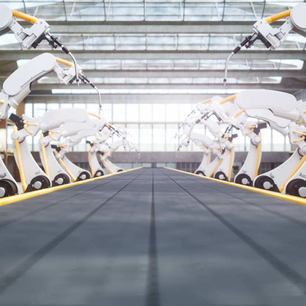 Robotic arms ready to be used in a production line