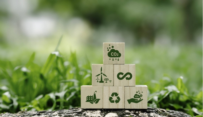 Stock photo with blocks of sustainability