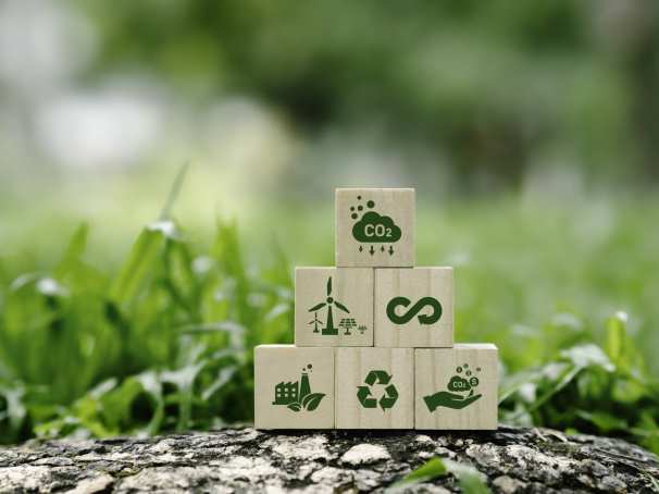Stock photo with blocks of sustainability