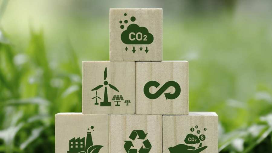 Stock photo with blocks of sustainability
